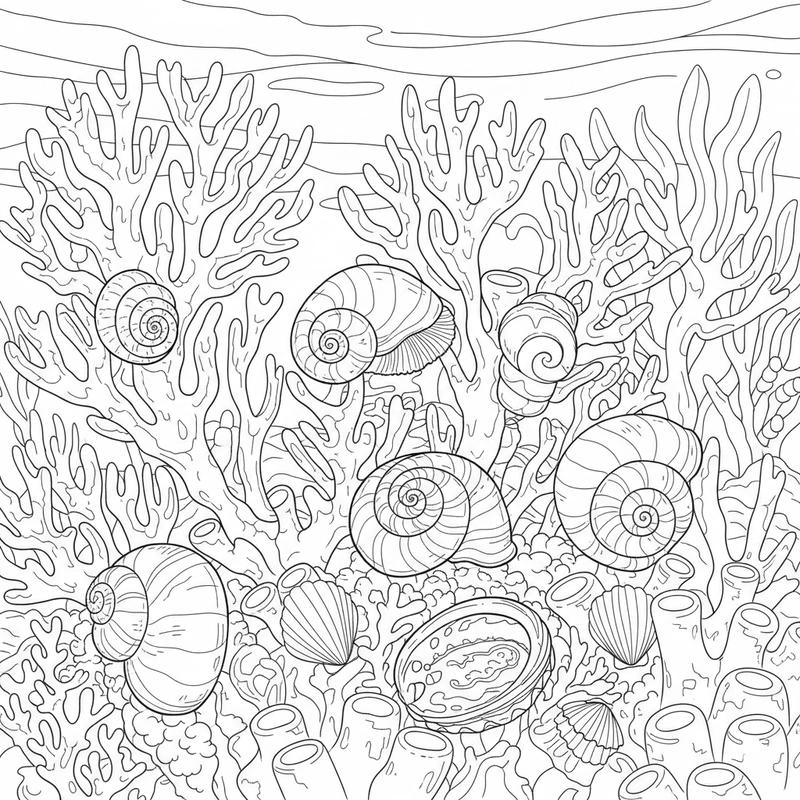 Tranh tô màu con ốc biển đơn giản