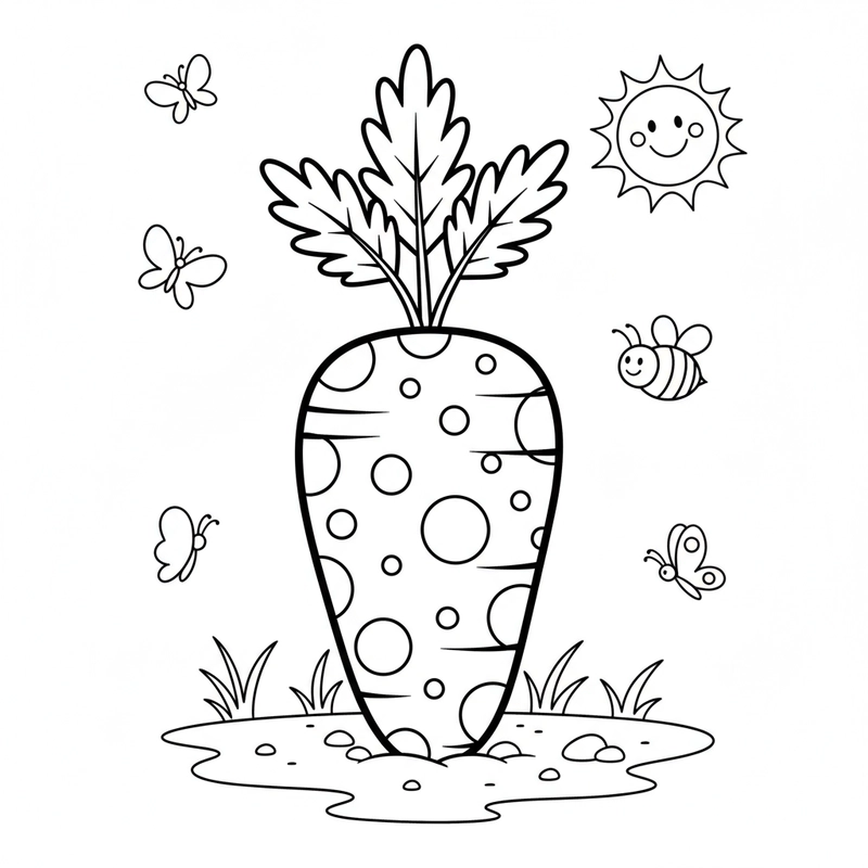 Tranh tô màu củ cà rốt dễ thương