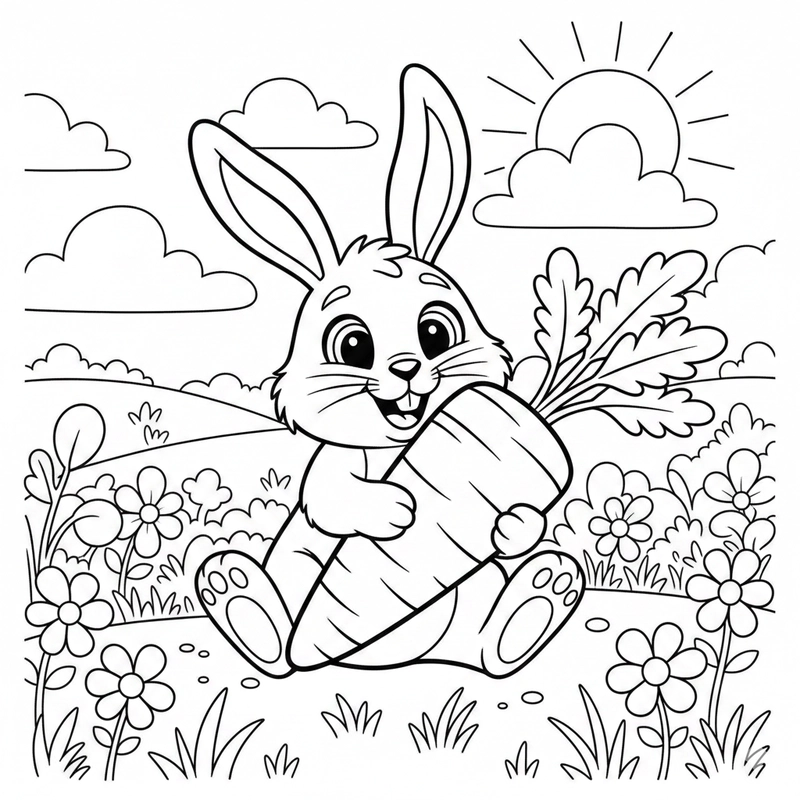 Tranh tô màu củ cà rốt đơn giản