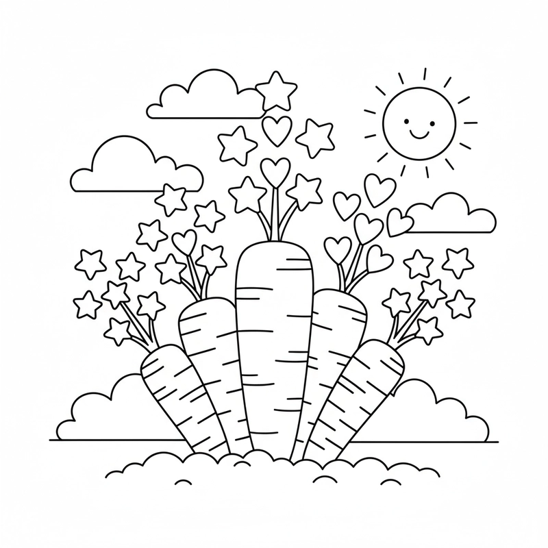 Tranh tô màu củ cà rốt nét rõ
