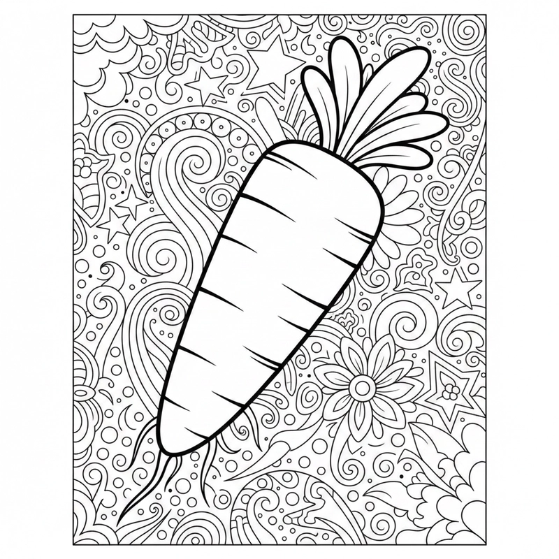 Tranh tô màu củ cà rốt ngộ nghĩnh