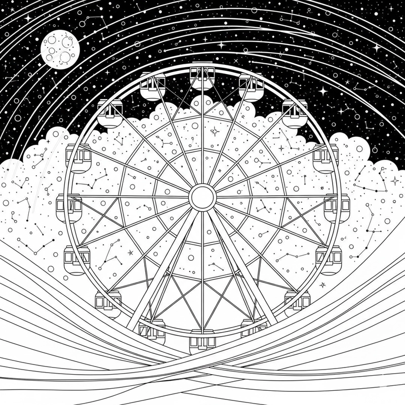 Tranh tô màu đu quay cầu trượt