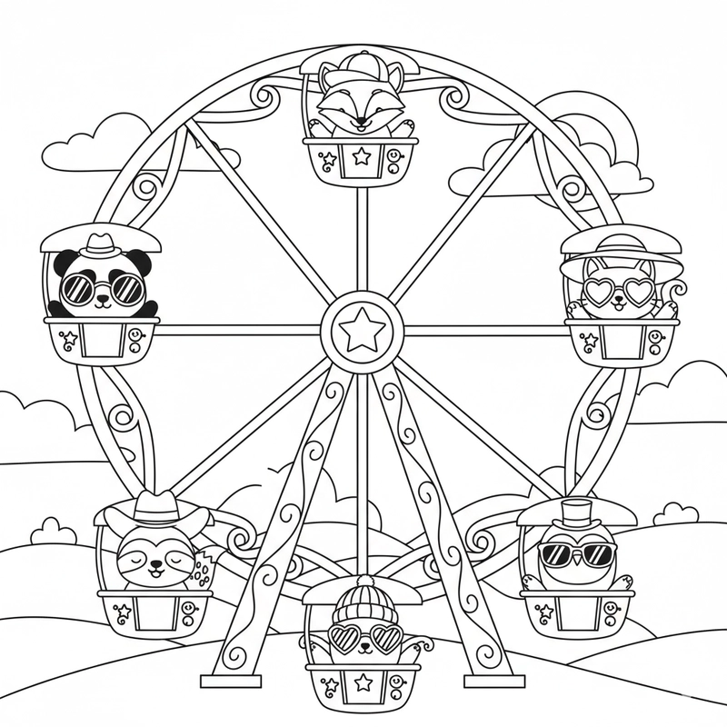 Tranh tô màu đu quay ngộ nghĩnh