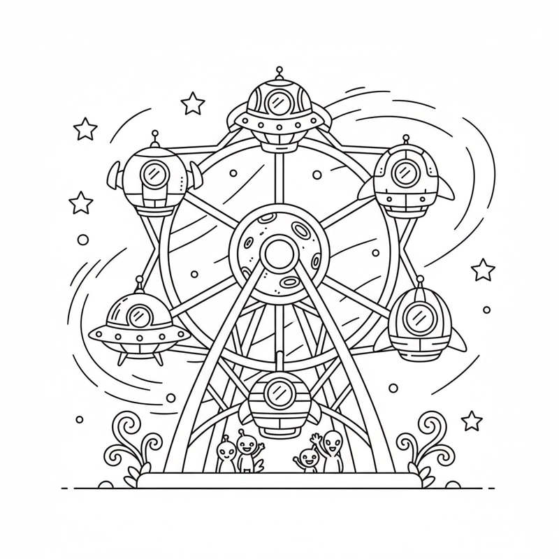 Tranh tô màu đu quay vui nhộn