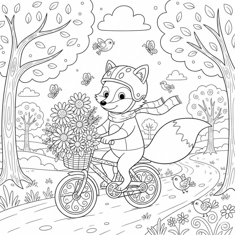 Tranh tô màu hình con cáo đẹp