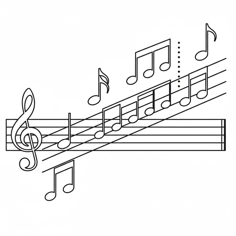 Tranh tô màu hình nốt nhạc cho bé