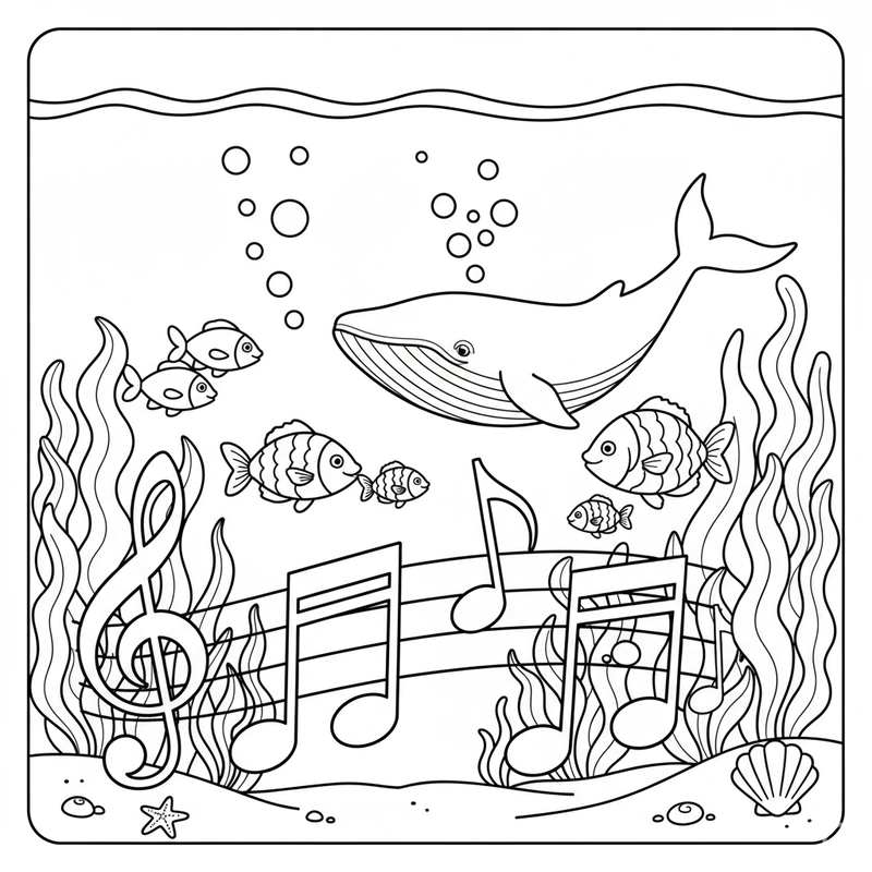 Tranh tô màu hình nốt nhạc dễ thương