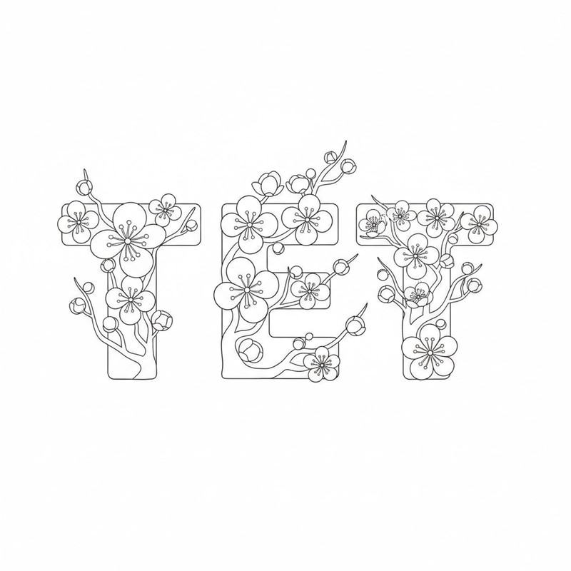 Tranh tô màu hoa mai dành cho bé mầm non