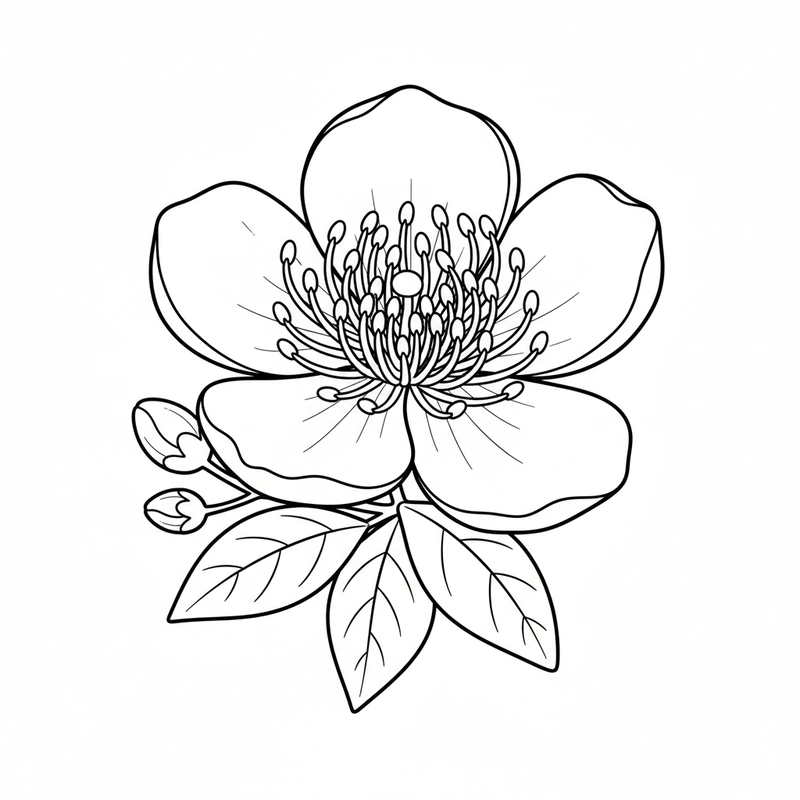Tranh tô màu hoa mai đơn giản cho bé tập tô