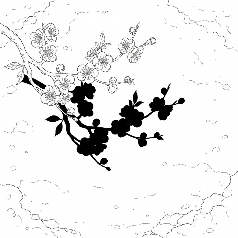 Tranh tô màu hoa mai phù hợp bé tập vẽ