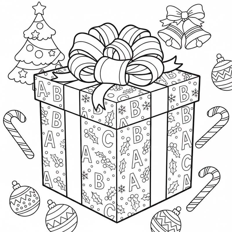 Tranh tô màu hộp quà Noel cho mùa lễ hội