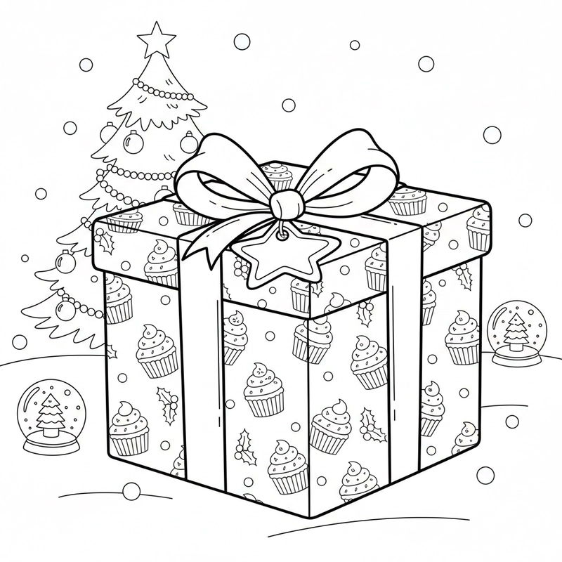 Tranh tô màu hộp quà Noel dịp lễ