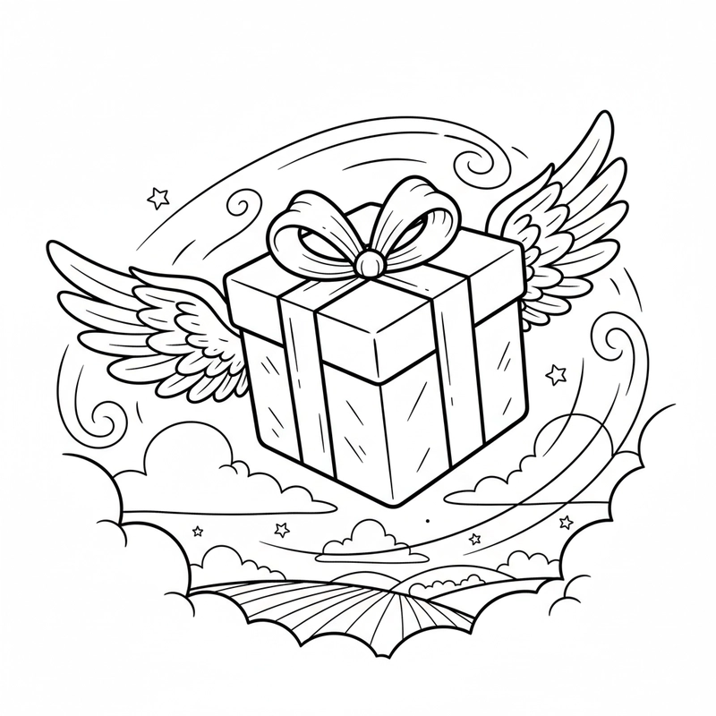 Tranh tô màu hộp quà đơn giản cho bé