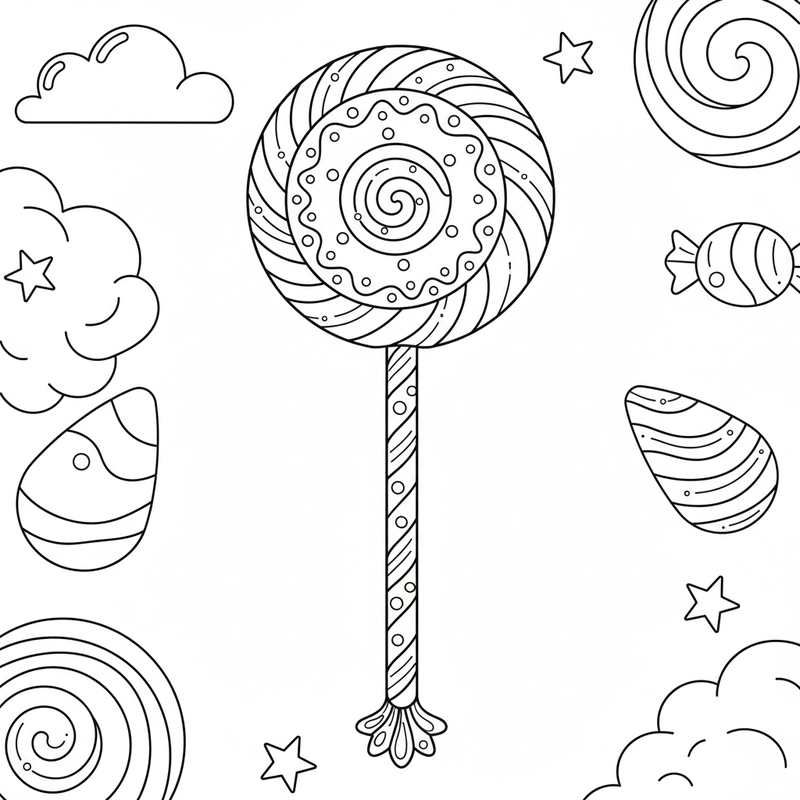 Tranh tô màu kẹo mút cho bé mầm non