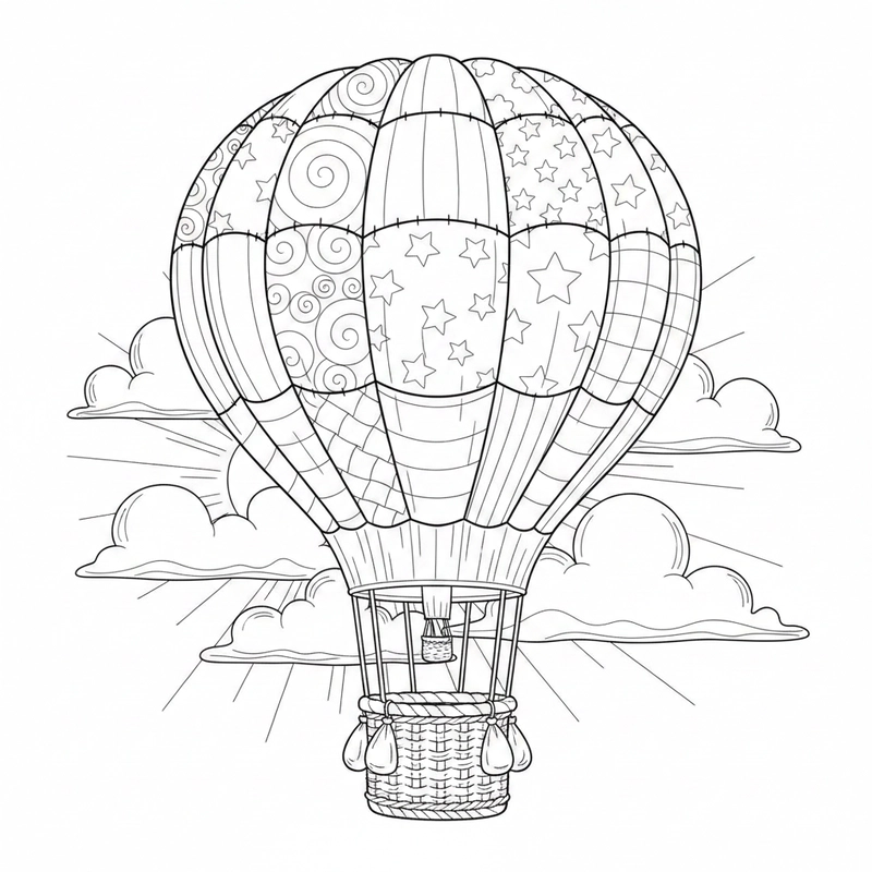 Tranh tô màu khinh khí cầu sáng tạo