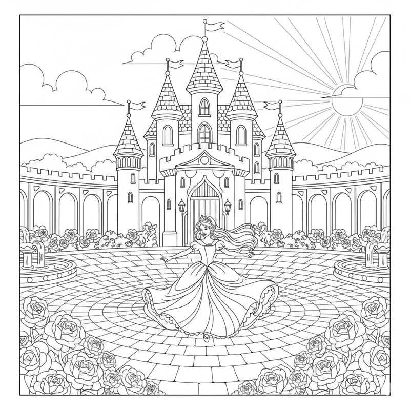Tranh tô màu lâu đài công chúa