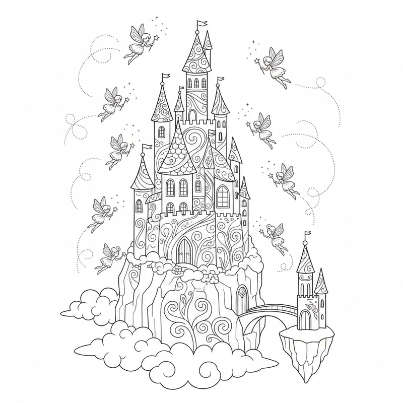 Tranh tô màu lâu đài đơn giản