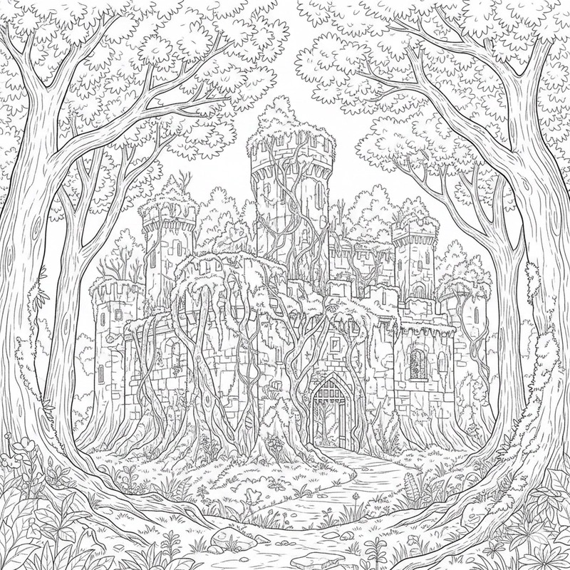 Tranh tô màu lâu đài tưởng tượng