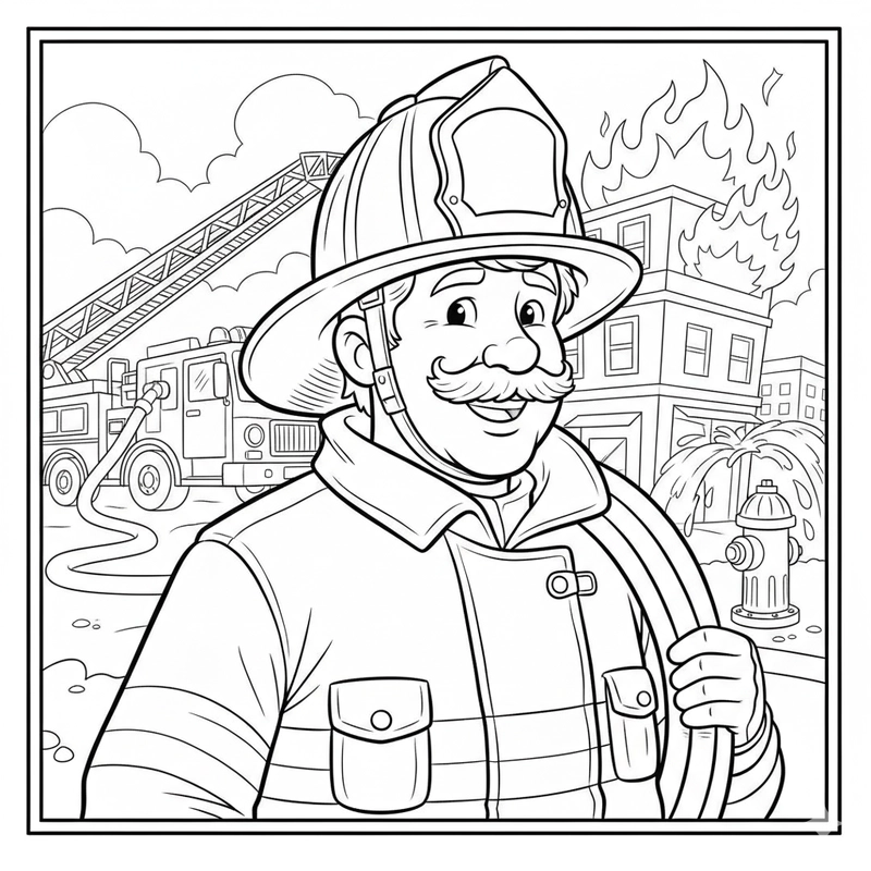 Tranh tô màu lính cứu hỏa cho bé trai