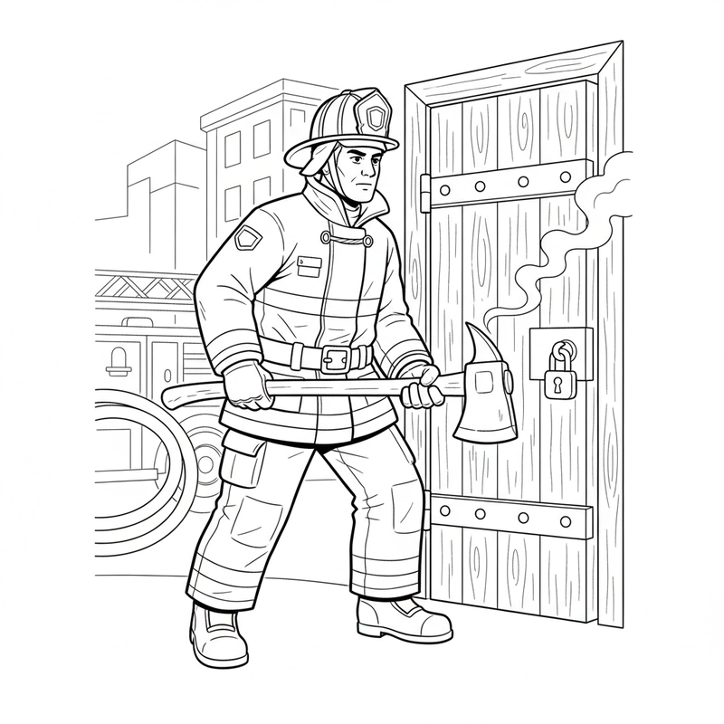 Tranh tô màu lính cứu hỏa cho bé