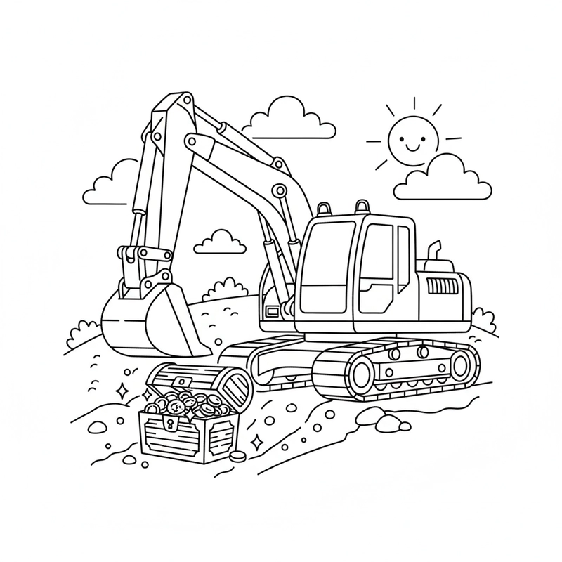 Tranh tô màu máy xúc cho bé