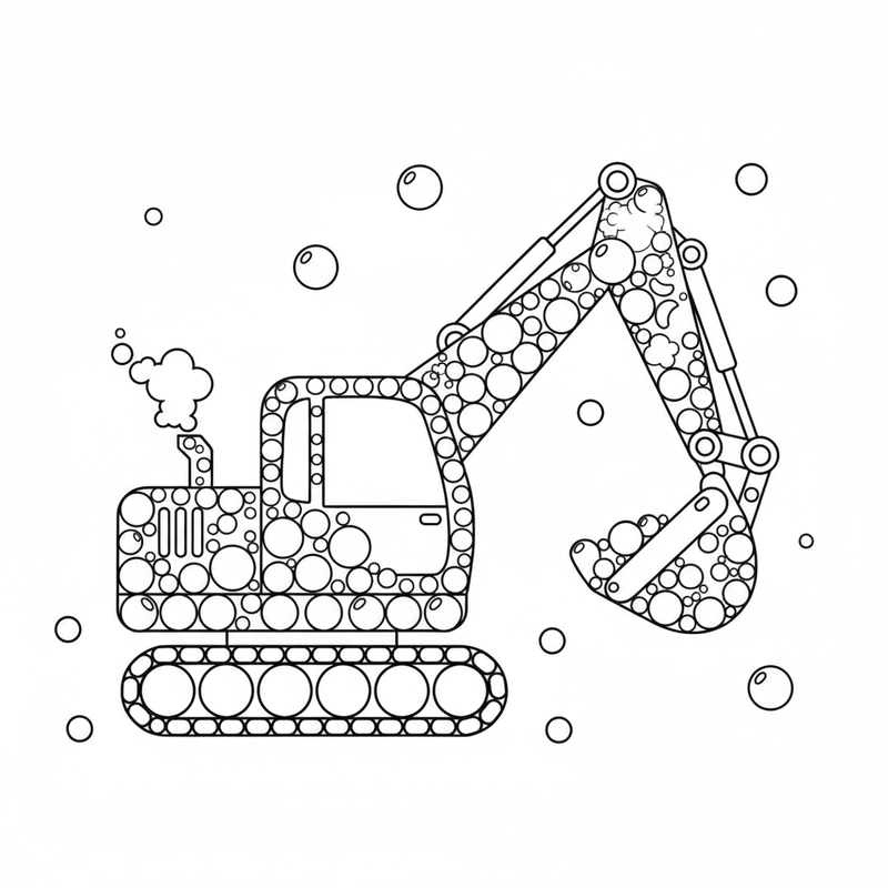 Tranh tô màu máy xúc làm việc