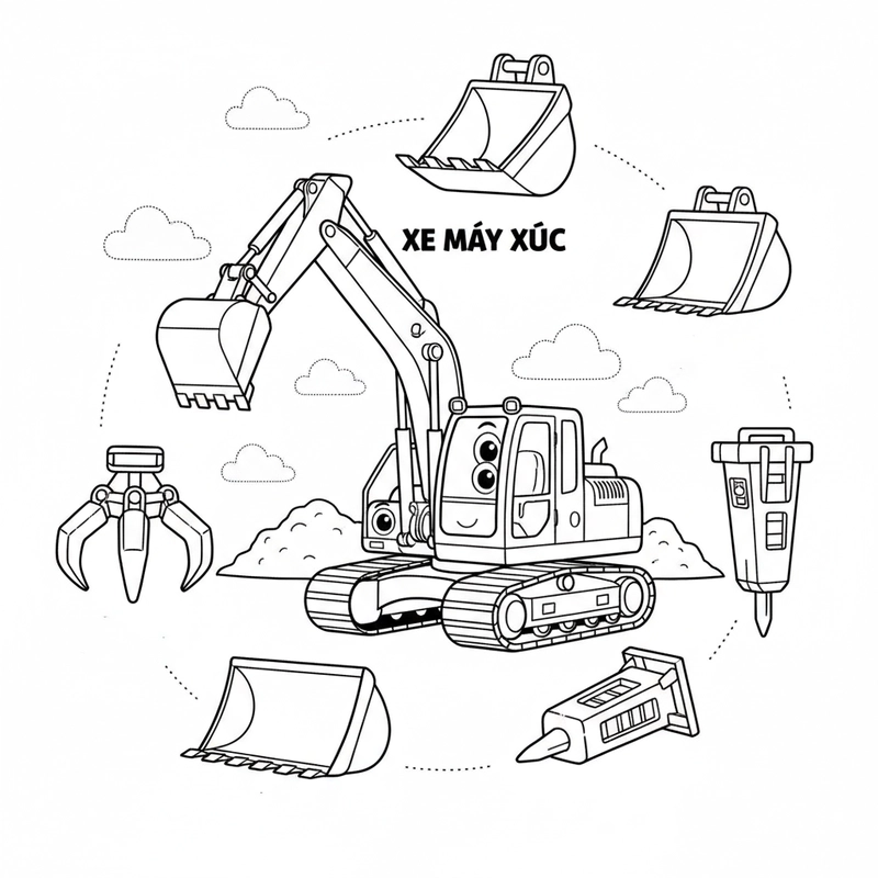 Tranh tô màu máy xúc tải cát