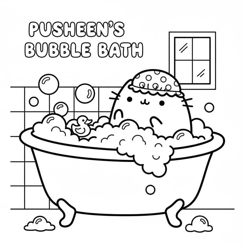 Tranh tô màu mèo Pusheen cho bé gái