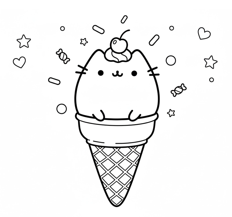 Tranh tô màu mèo Pusheen hấp dẫn