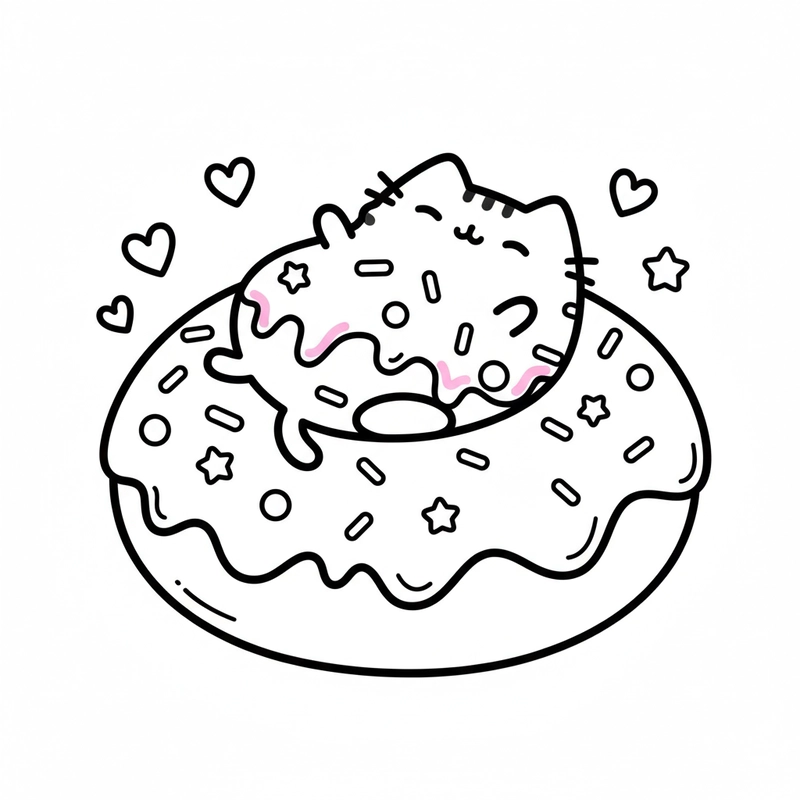 Tranh tô màu mèo Pusheen miễn phí