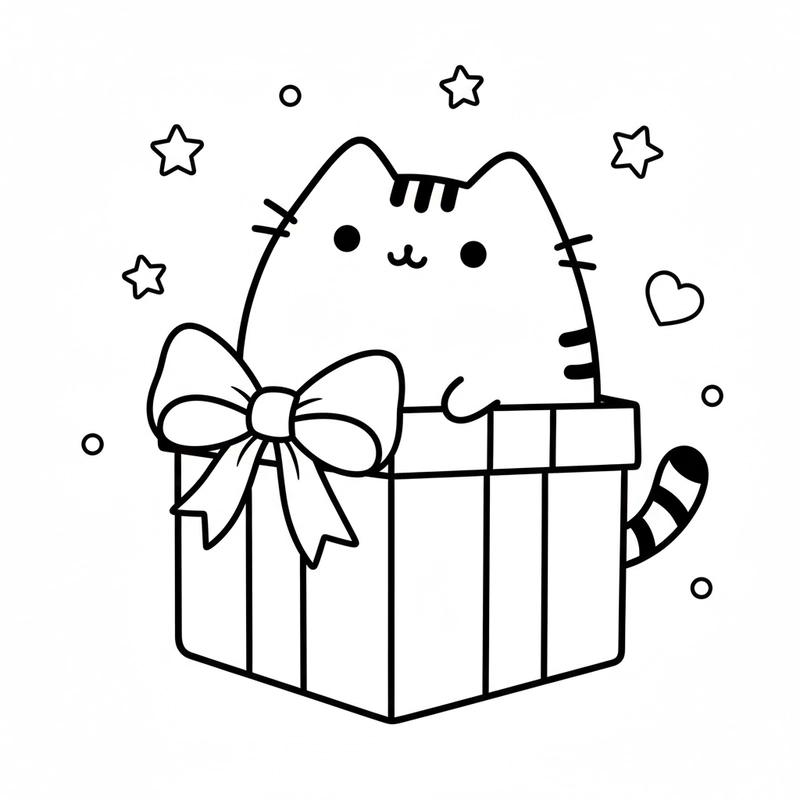 Tranh tô màu mèo Pusheen thú vị