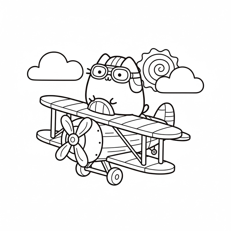 Tranh tô màu mèo Pusheen vui nhộn