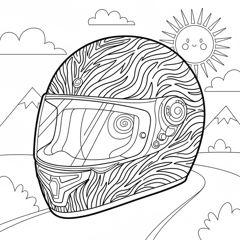 Tranh tô màu mũ bảo hiểm kiểu dáng đơn giản