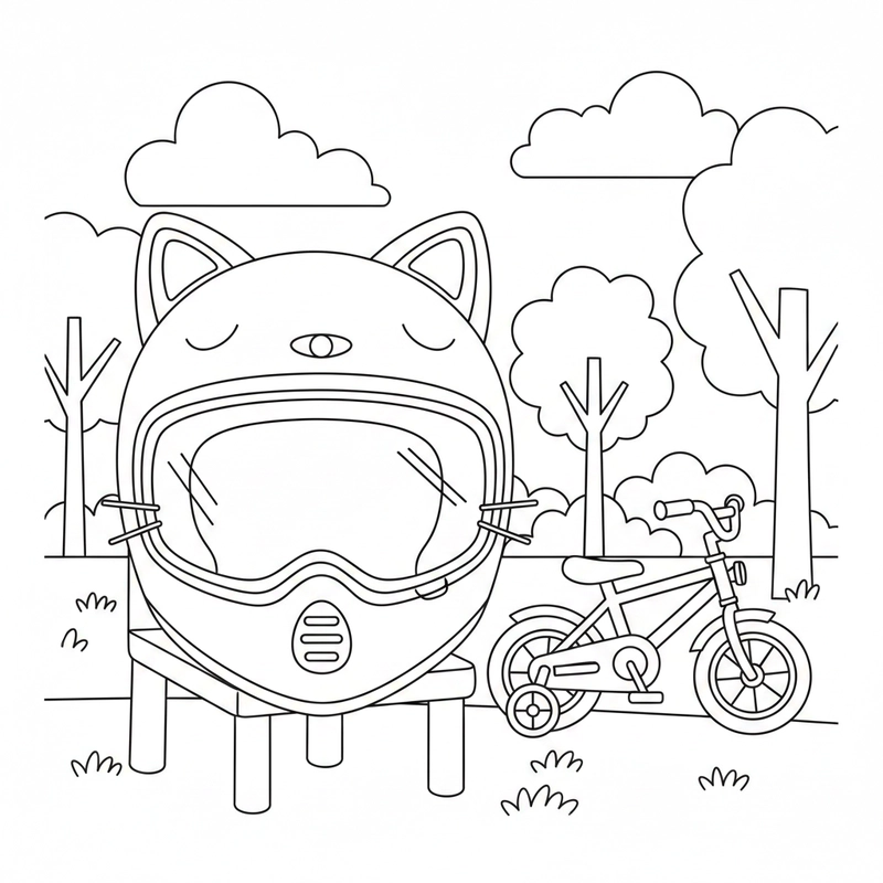 Tranh tô màu mũ bảo hiểm trẻ em sáng tạo