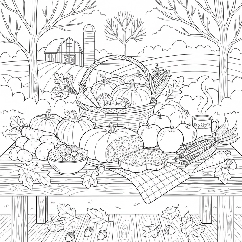 Tranh tô màu mùa thu nhẹ nhàng cho bé