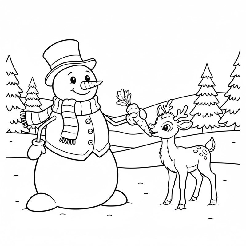 Tranh tô màu người tuyết Noel