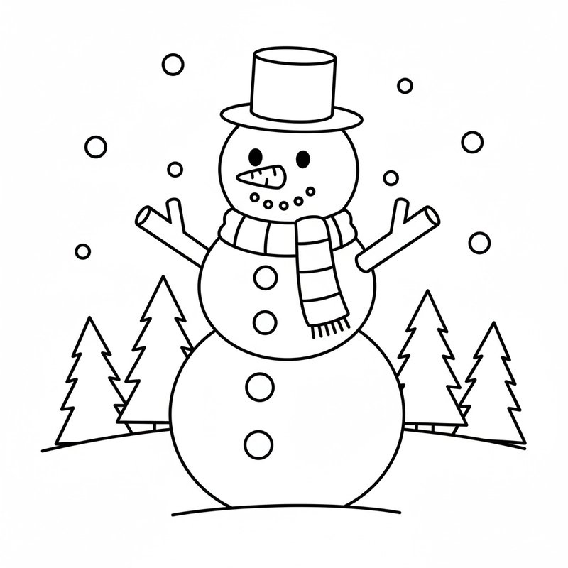 Tranh tô màu người tuyết dễ thương