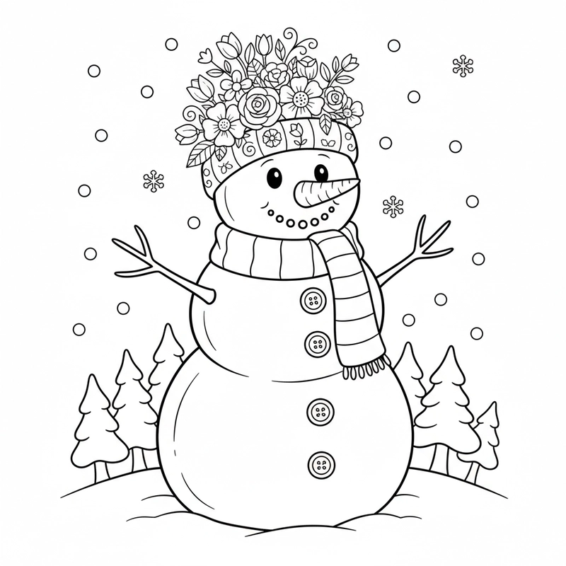 Tranh tô màu người tuyết đơn giản