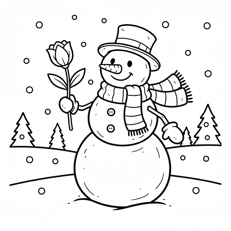 Tranh tô màu người tuyết mùa đông
