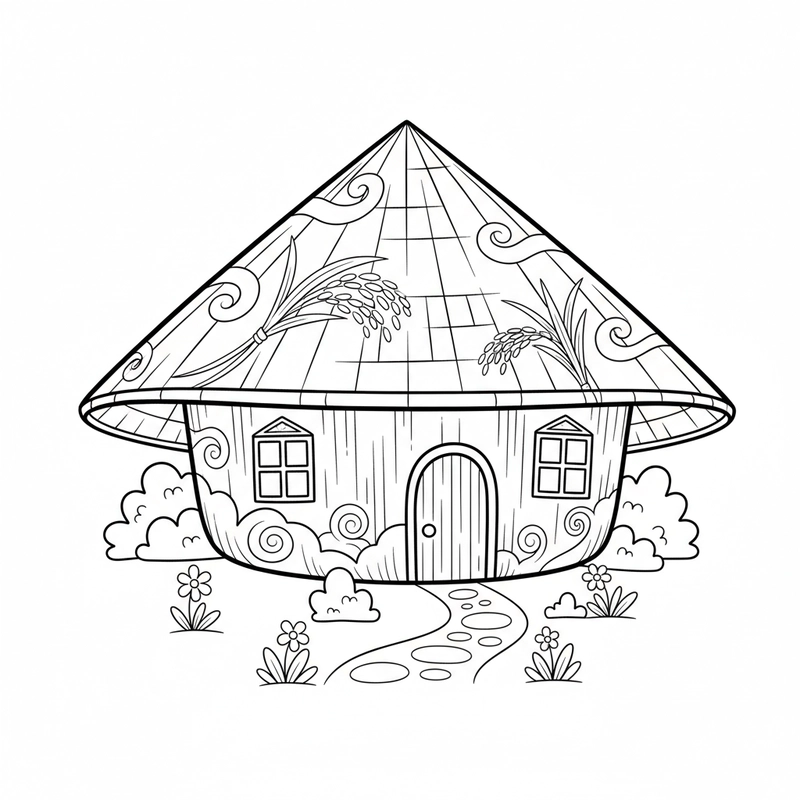 Tranh tô màu nón lá ngộ nghĩnh vui nhộn