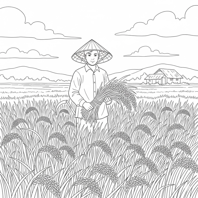 Tranh tô màu nón lá tinh tế cho bé