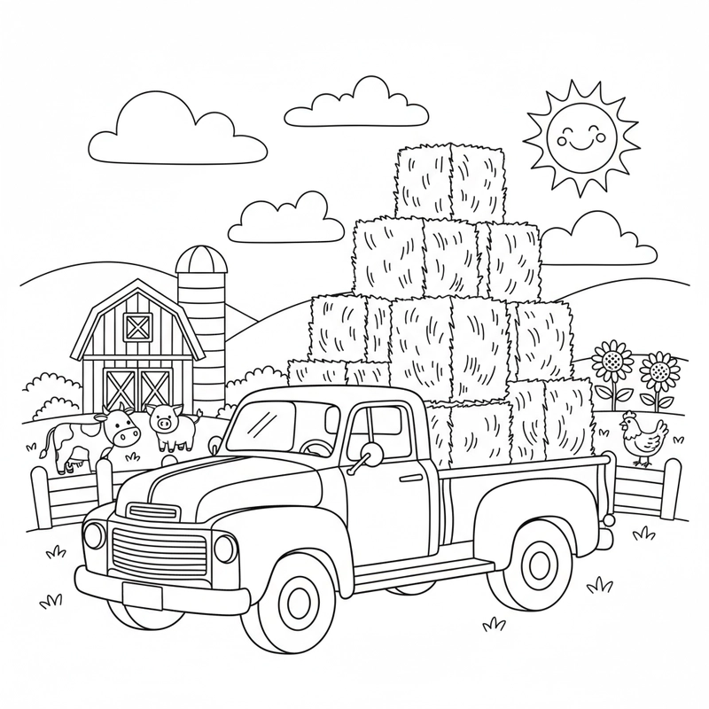 Tranh tô màu nông trại vui tươi