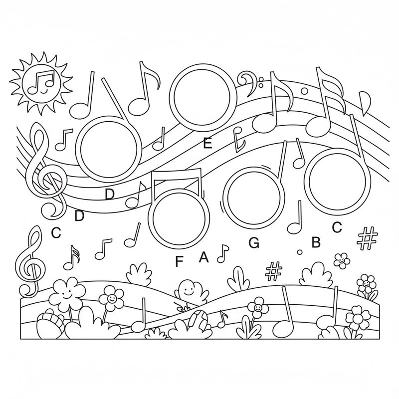 Tranh tô màu nốt nhạc sáng tạo