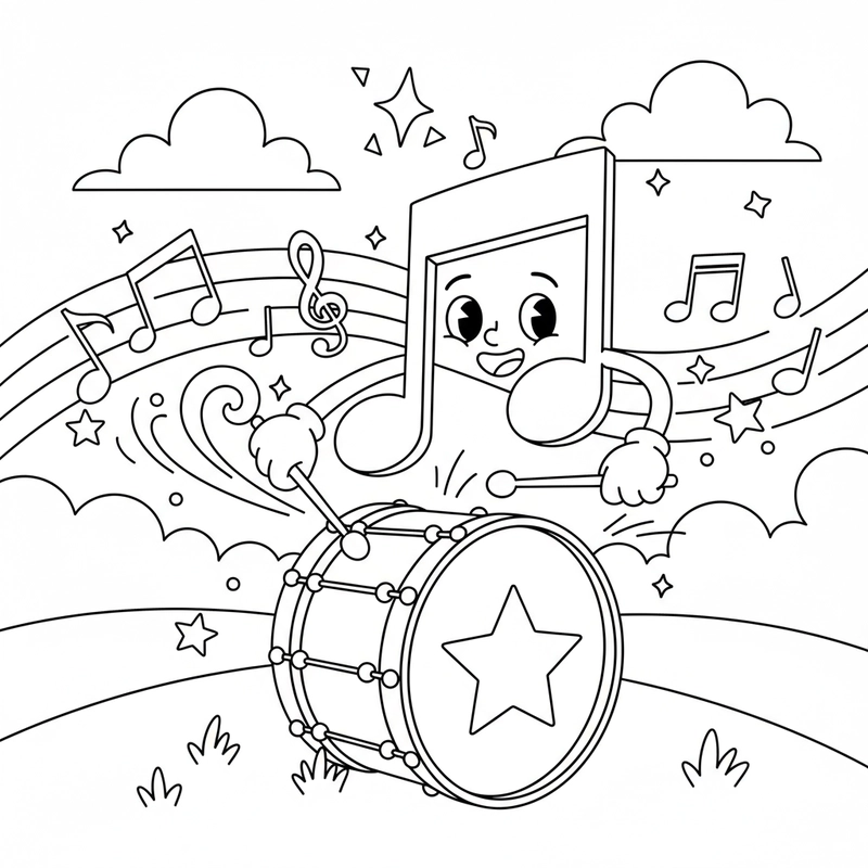 Tranh tô màu nốt nhạc vui nhộn