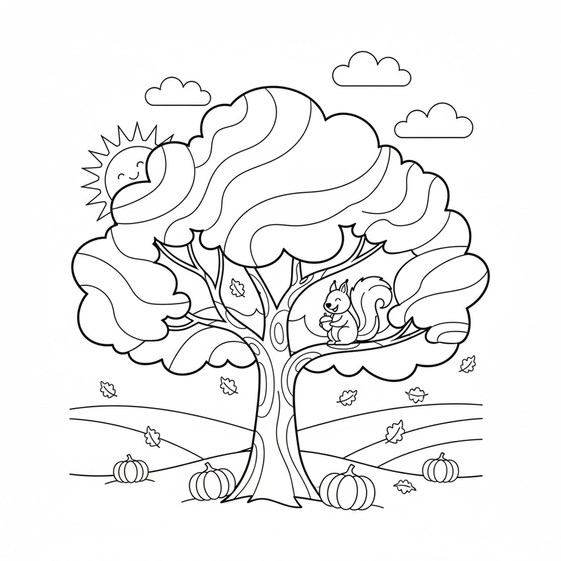 Tranh tô màu phong cảnh mùa thu dễ in