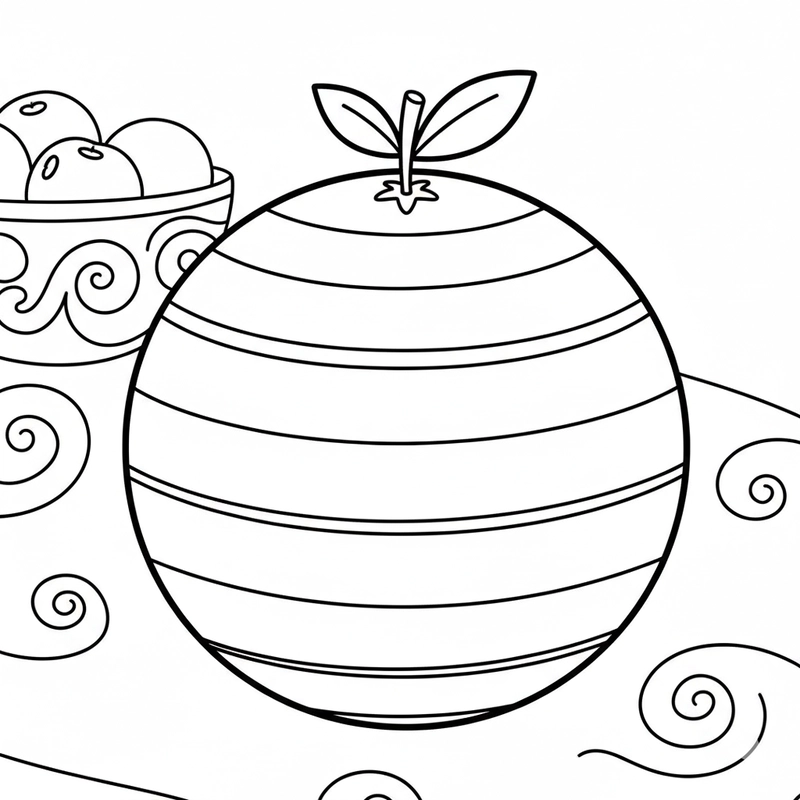 Tranh tô màu quả cam dễ tô