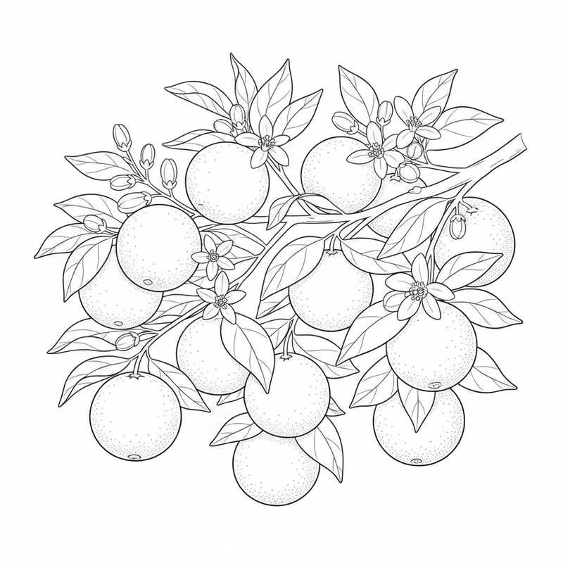 Tranh tô màu quả cam đơn giản cho bé