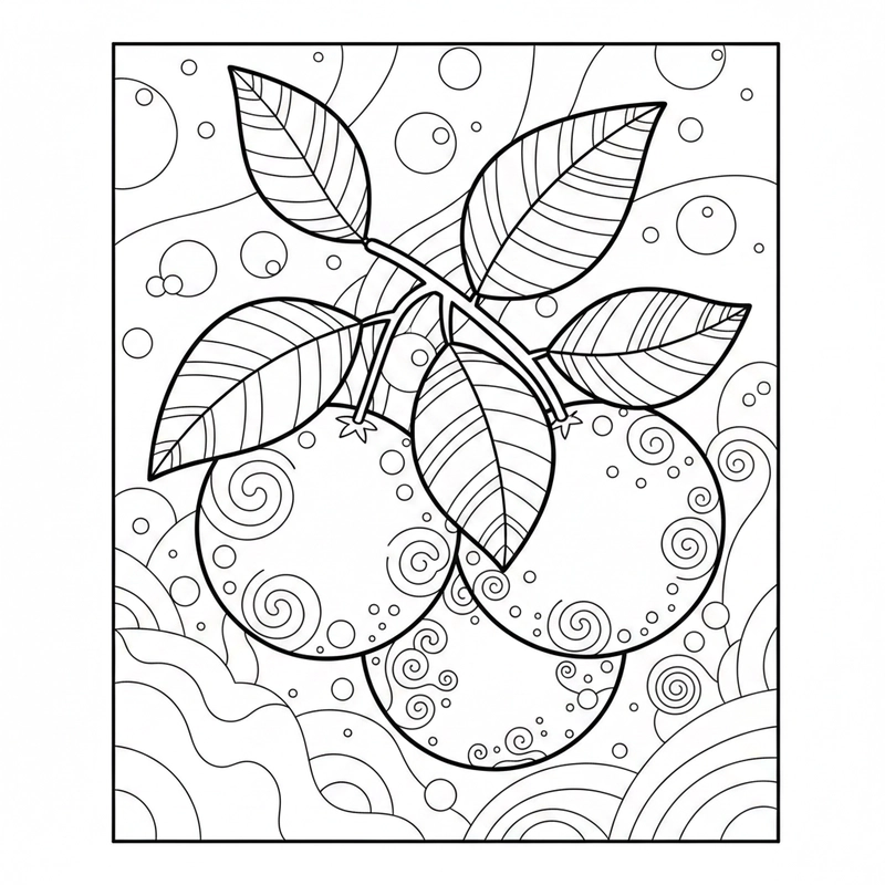 Tranh tô màu quả cam nét đậm