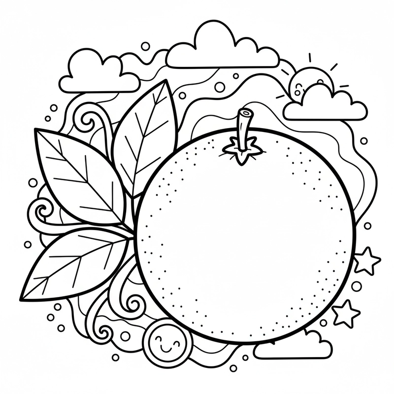 Tranh tô màu quả cam vui nhộn