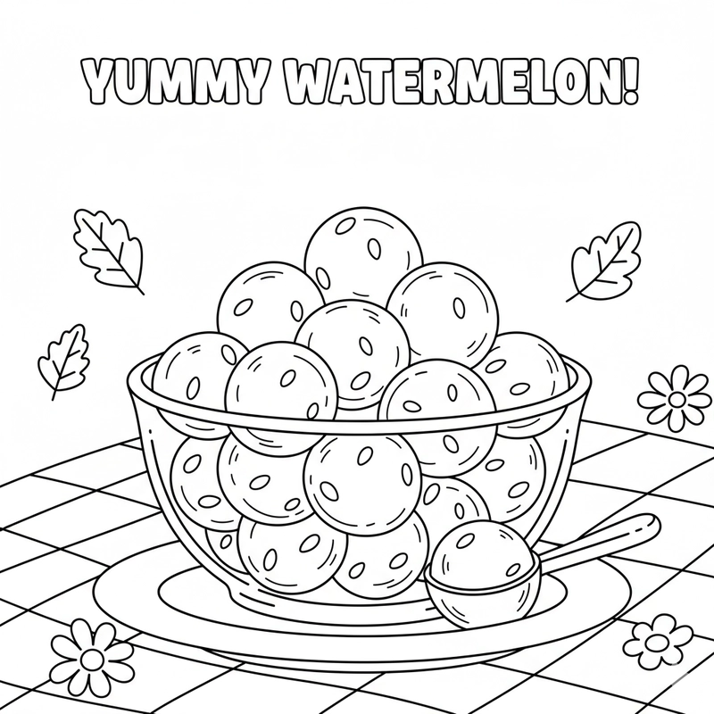 Tranh tô màu quả dưa hấu đơn giản